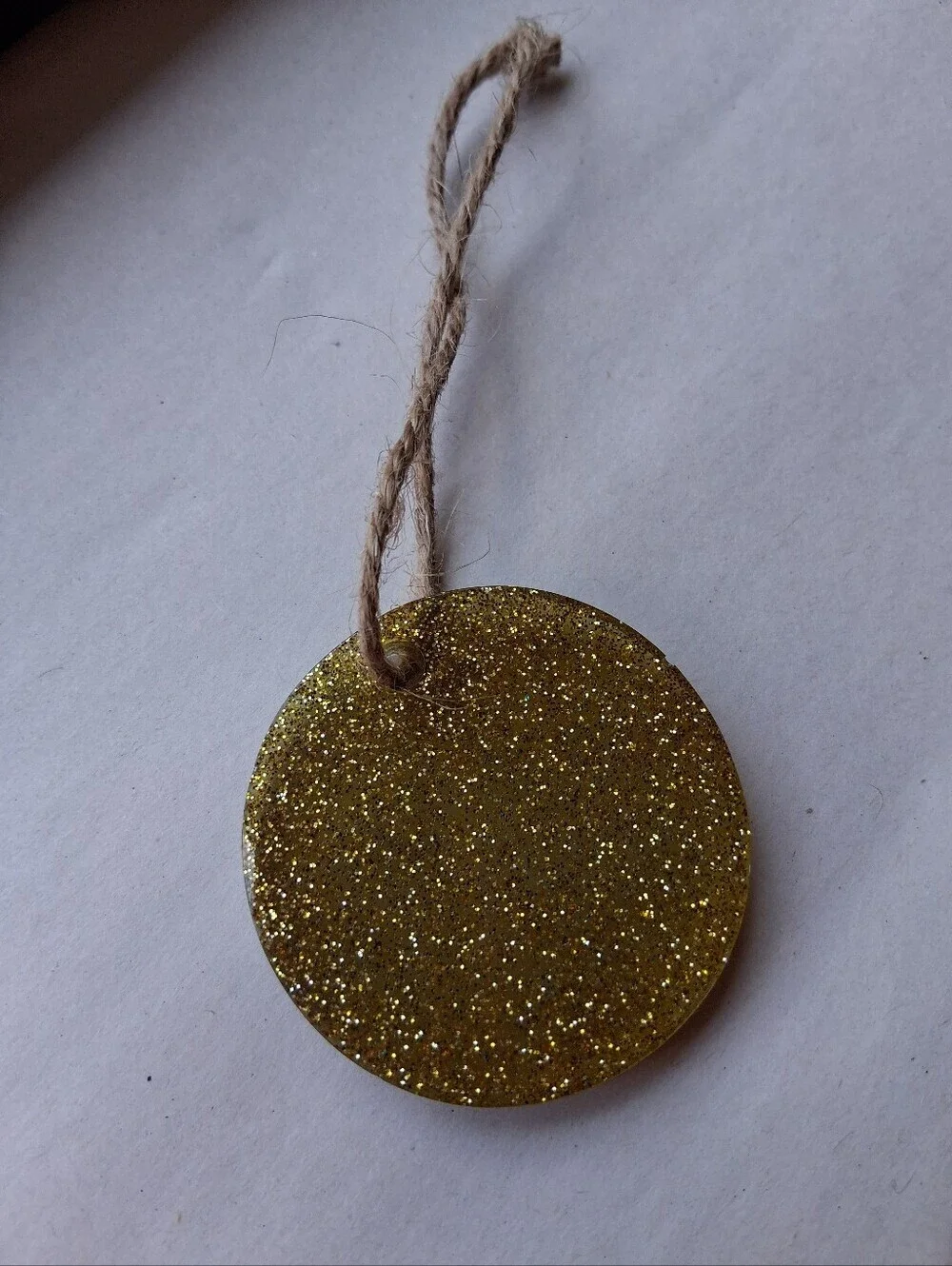 Hand Crafted Gold Glitter Round Hanging Ornament